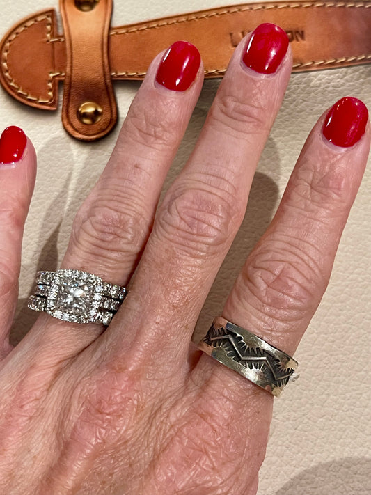 Sunshine Stamped Cigar Band Ring