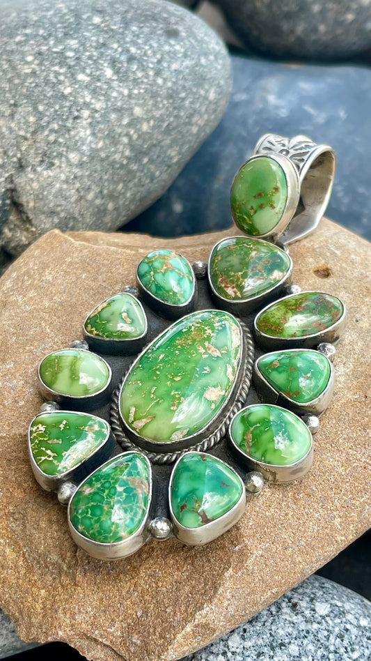 Statement Green Sonoran Gold Huge Cluster Pendant