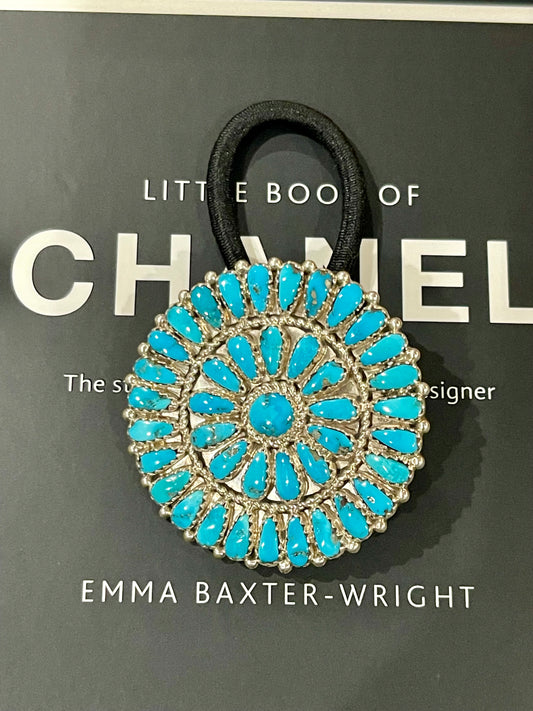 Large Turquoise Cluster Hair Tie