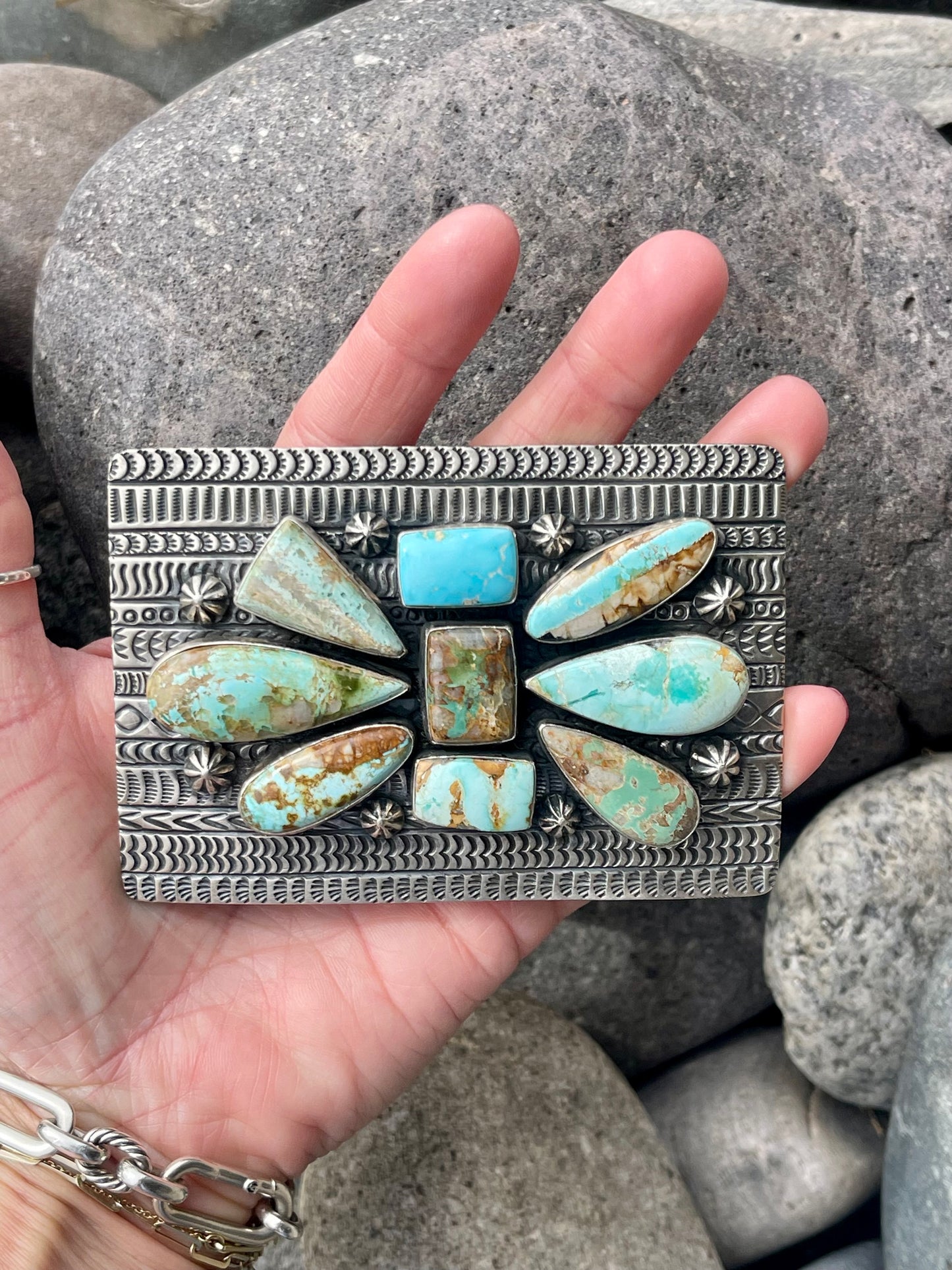 Turquoise Sandcast Buckle