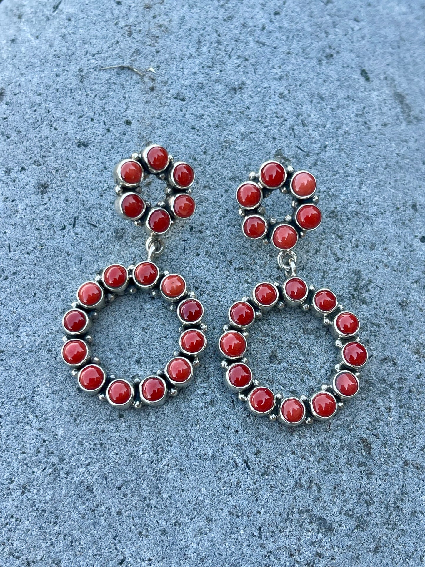 Red Coral Double Infinity Earrings