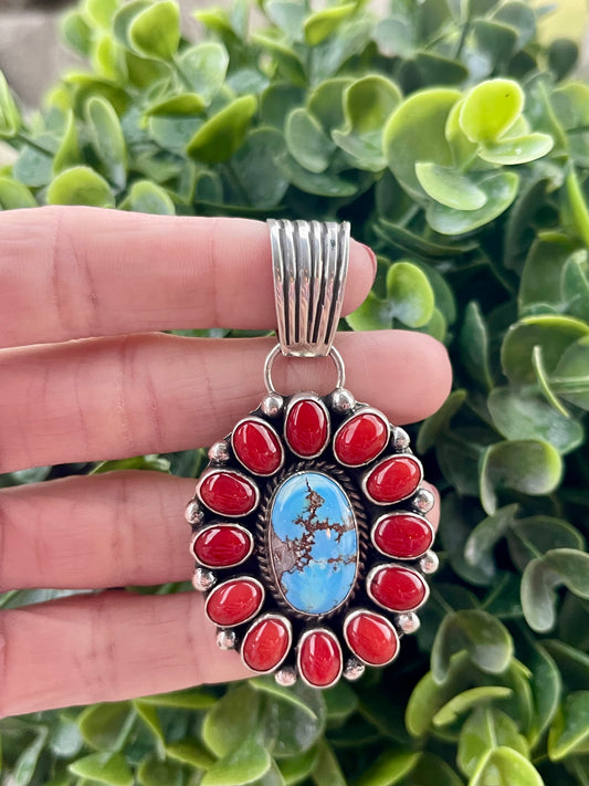 Red Coral & Golden Hills Cluster Pendant