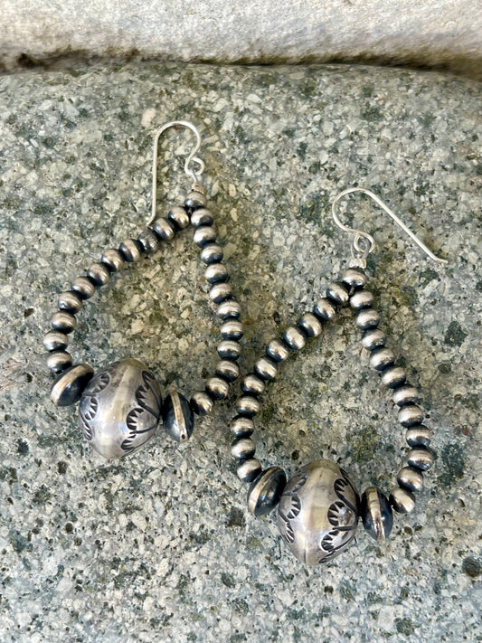 Pearl Hoops w/ Stamped Pearl