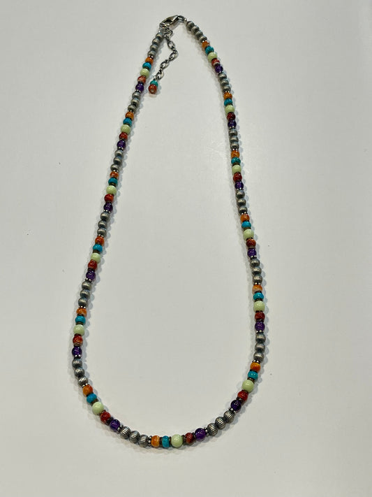 Multi Color Fluted Pearl Necklace