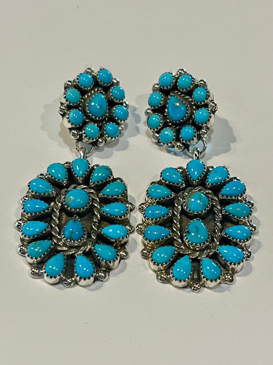 Turquoise Double Cluster Earrings