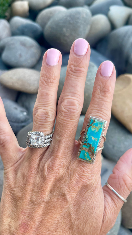 Turquoise Inlay Rectangle Ring