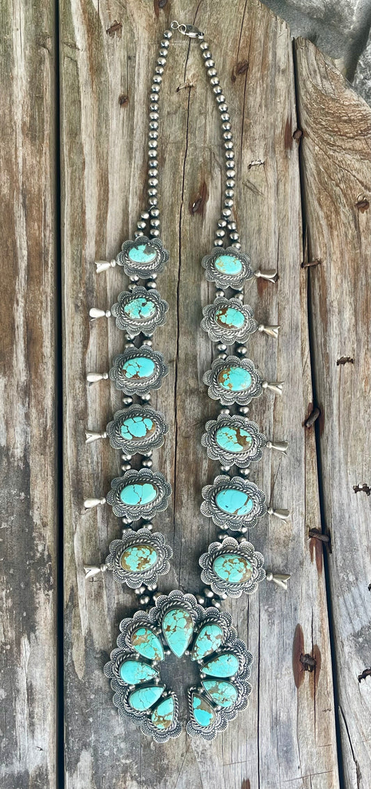 GORGEOUS Mine 8 Turquoise Squash Blossom