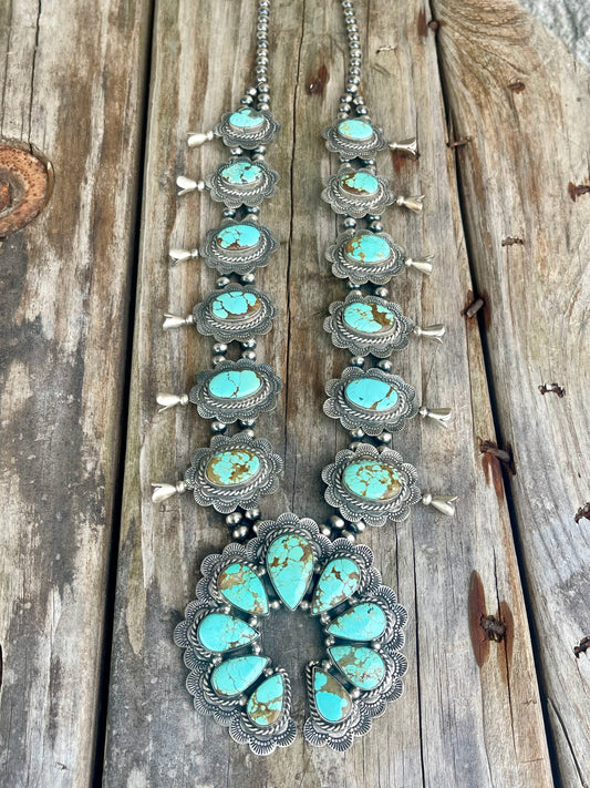 GORGEOUS Mine 8 Turquoise Squash Blossom
