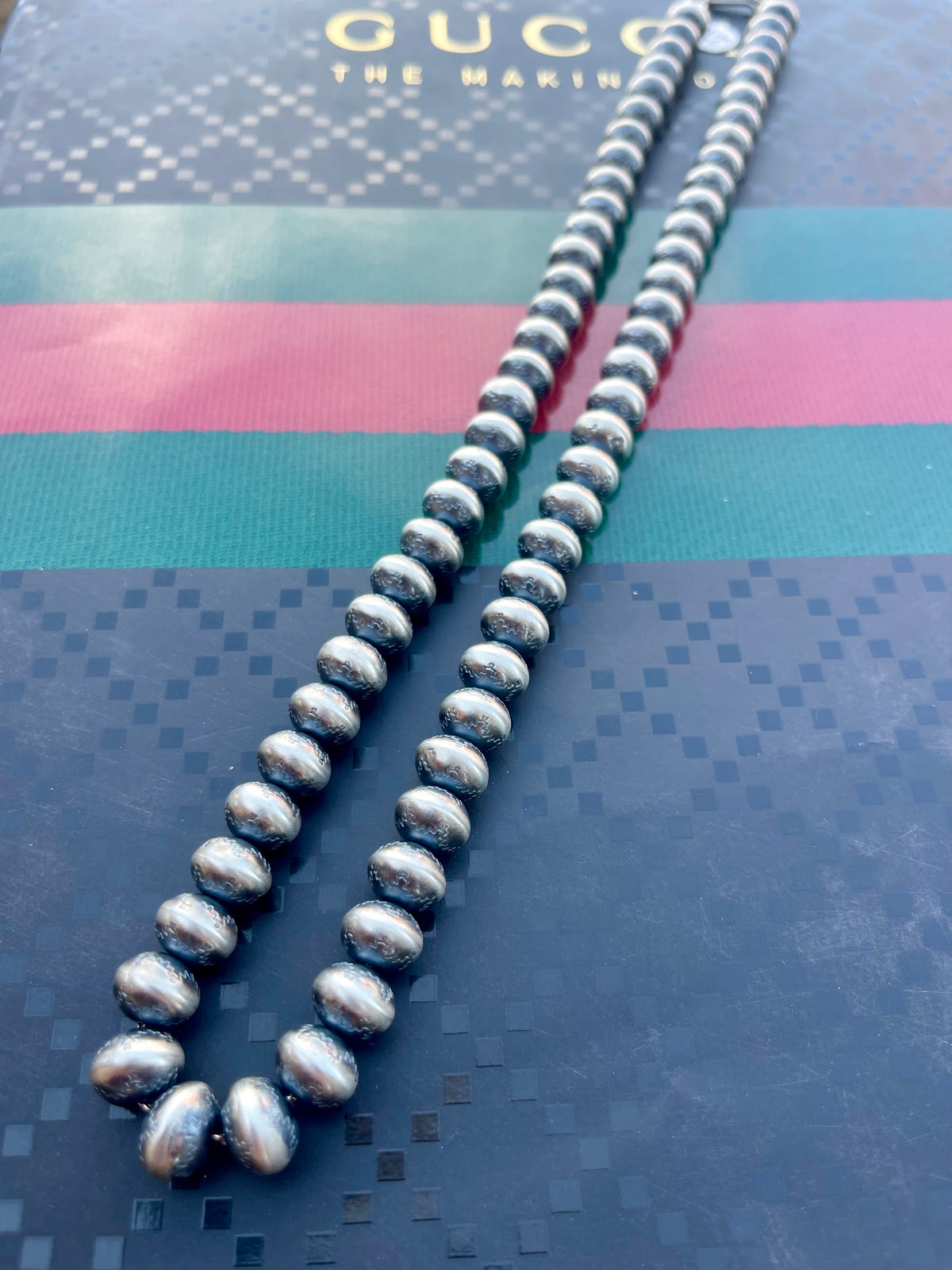 22” 10mm Handmade / Hand Stamped Pearls