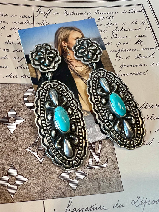 Handmade Concho Earrings w/ Turquoise