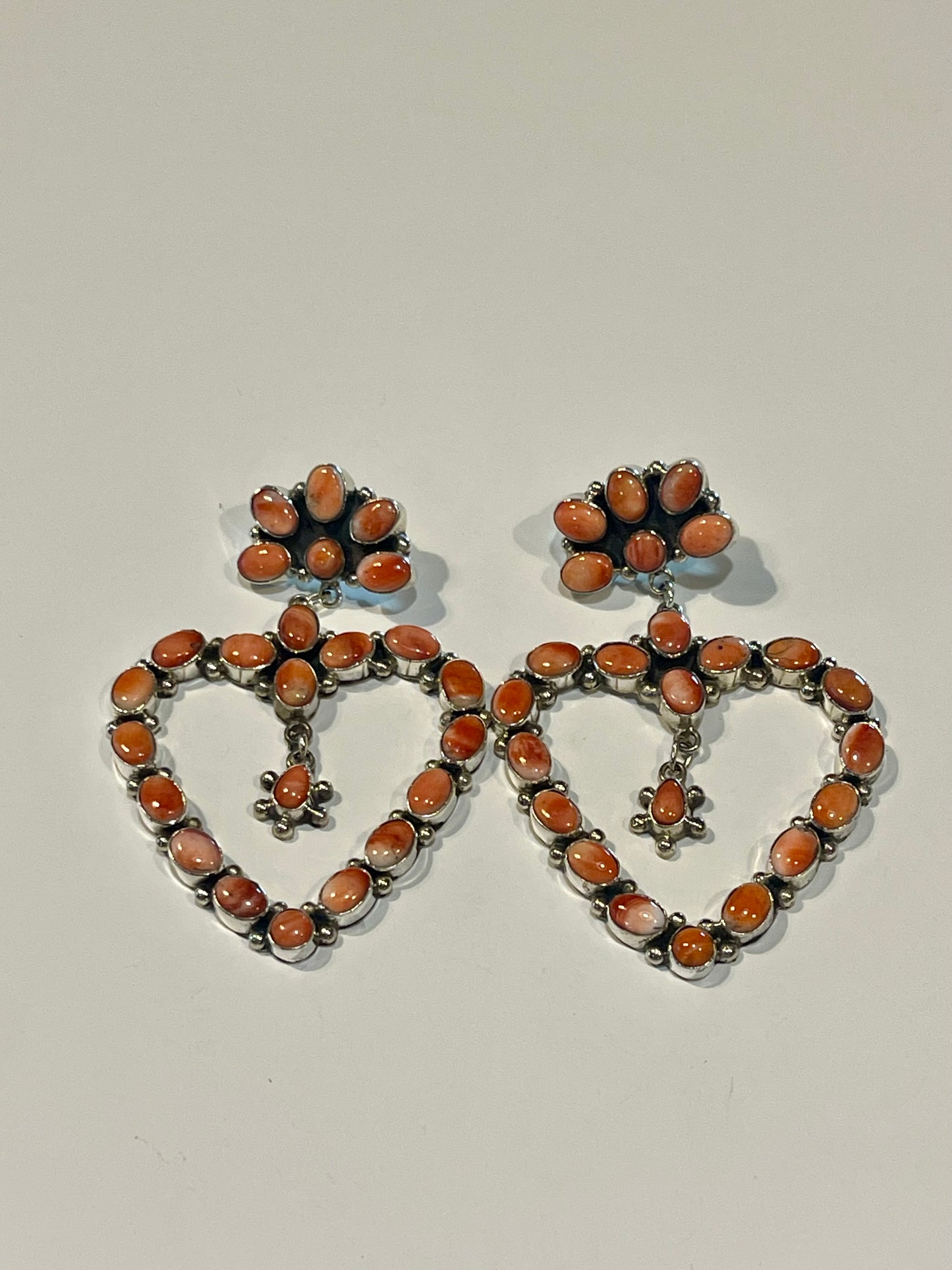 Red Spiny Heart Hoops