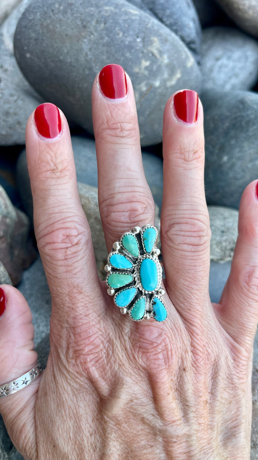 Turquoise Half Cluster Ring
