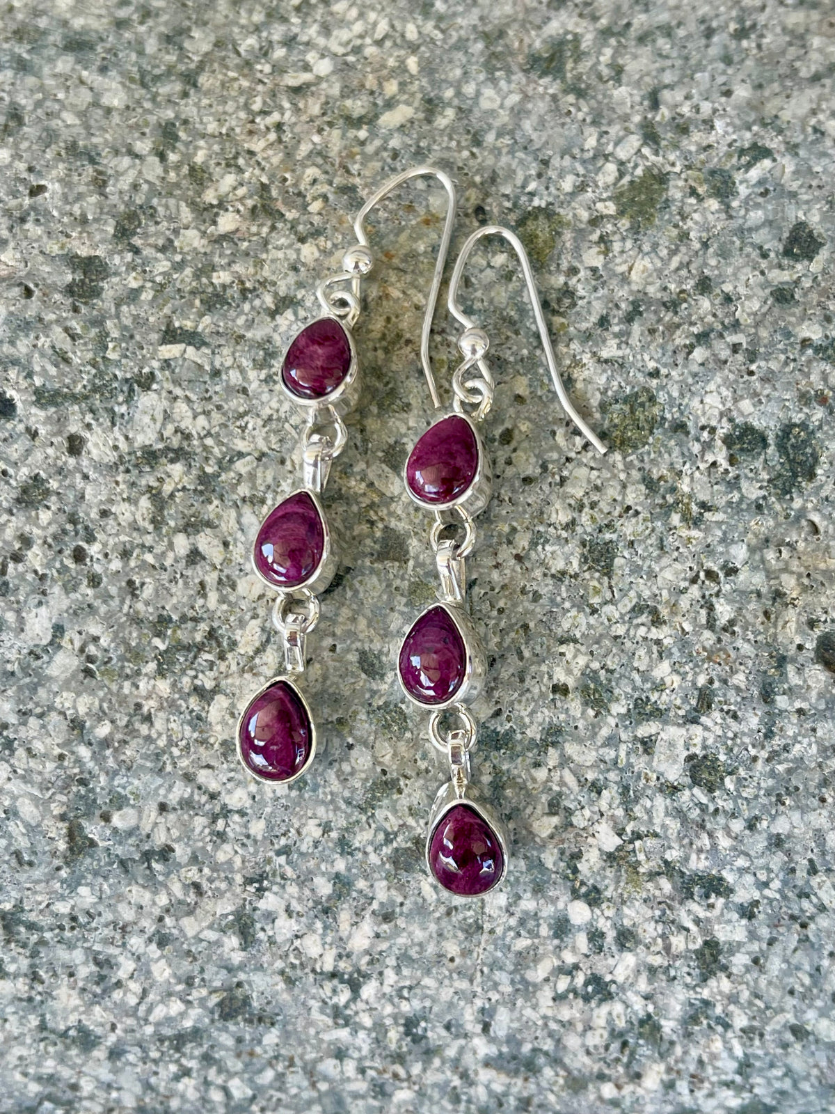 3 Stone Purple Spiny Dangles