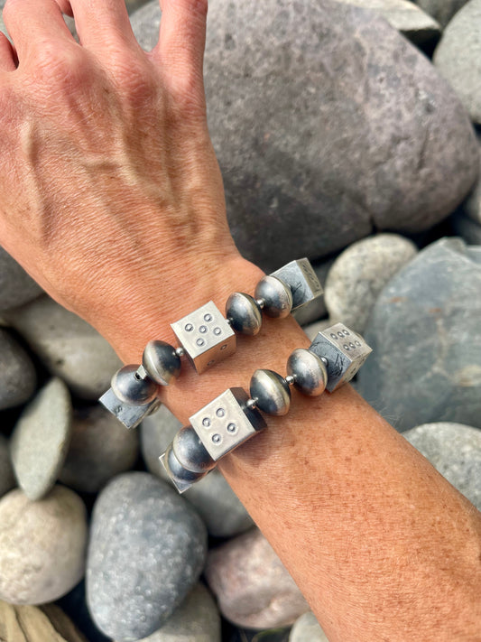 Handmade Pearl & Dice Stretch Bracelet