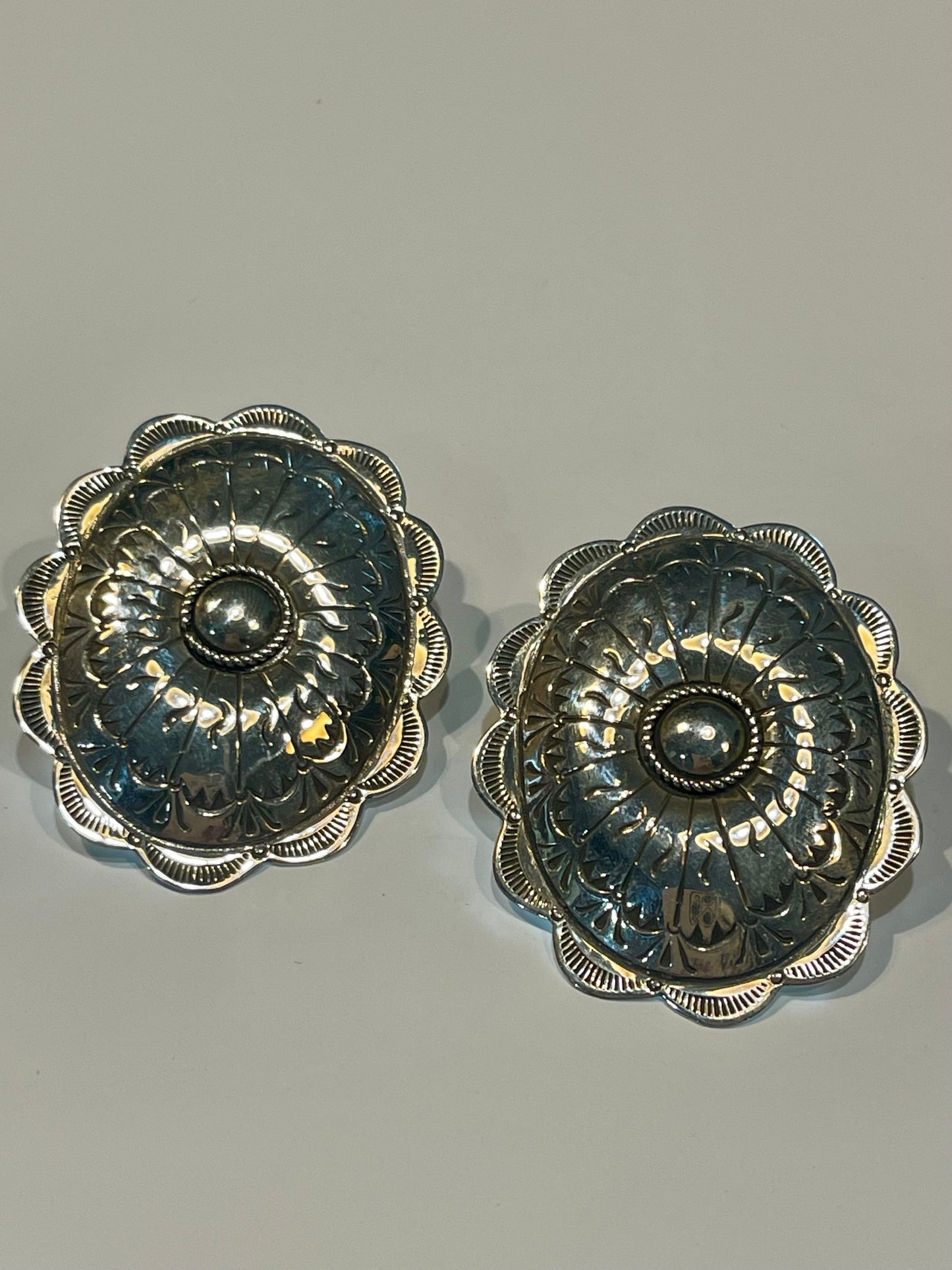 Stamped Large Concho Earrings