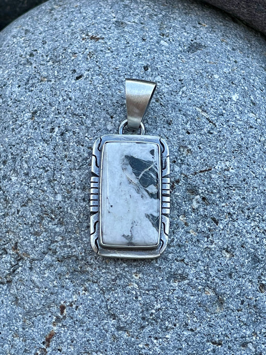 White Buffalo Square Pendant