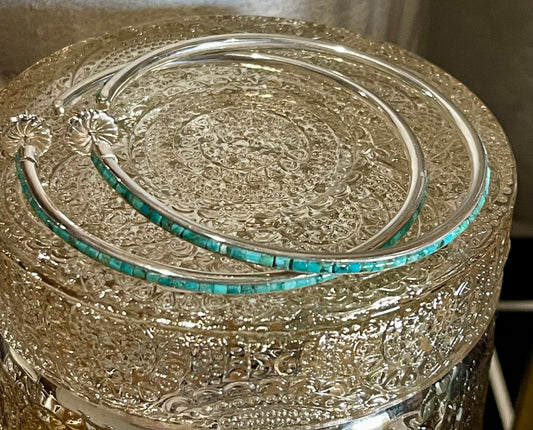 XL Turquoise Blue Inlay Hoops