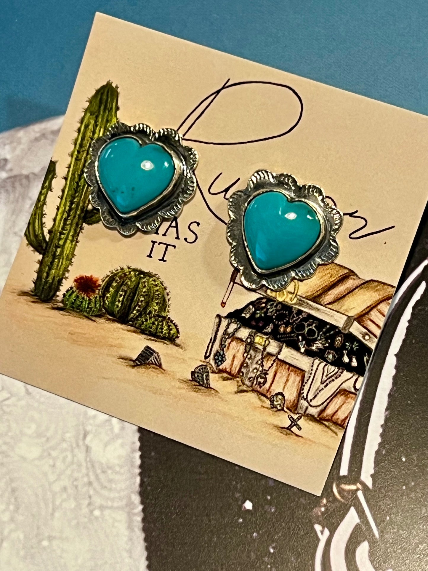 Turquoise Stamped Earrings