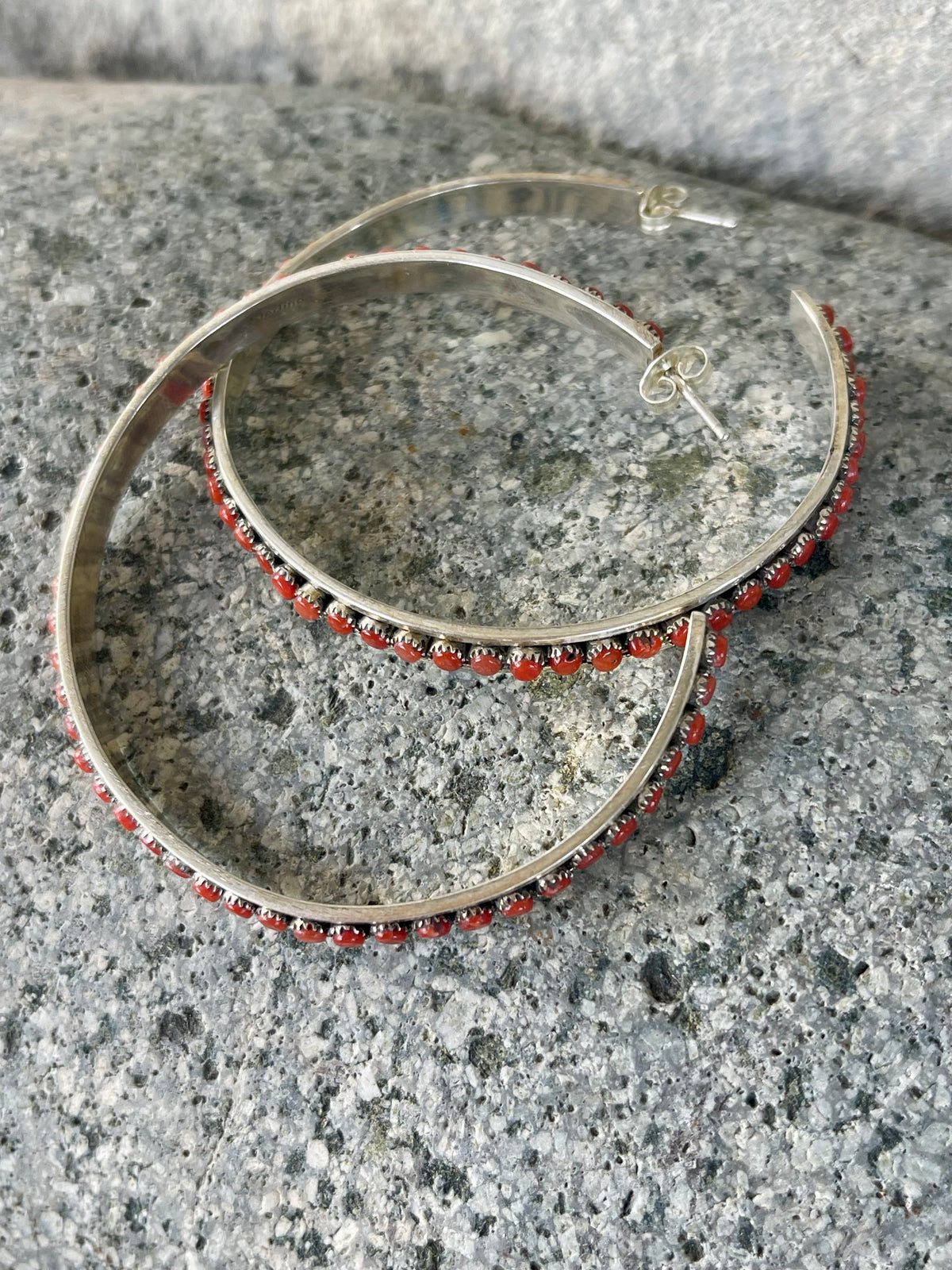 Amazing Red Coral Snake Eye Hoops