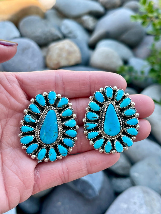 Gorgeous Turquoise Cluster Earrings