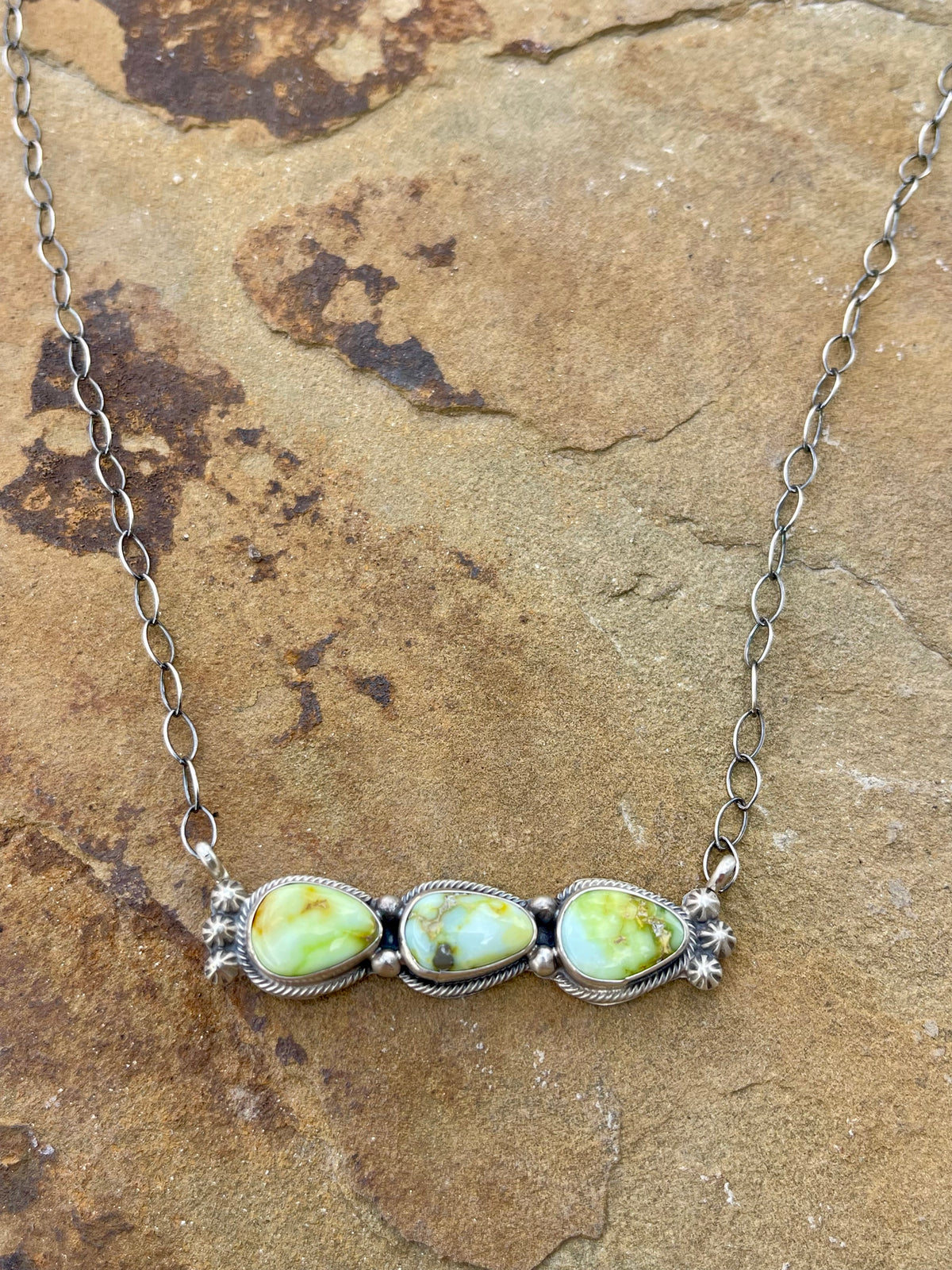 3 Stone Palomino Bar Necklace