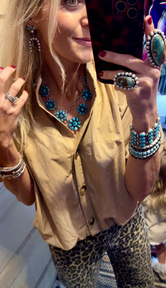 Turquoise Cluster Lariat