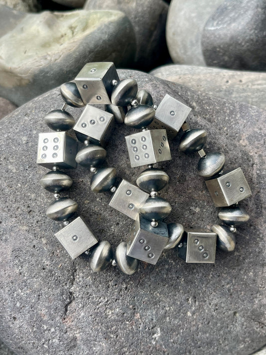 Handmade Pearl & Dice Stretch Bracelet