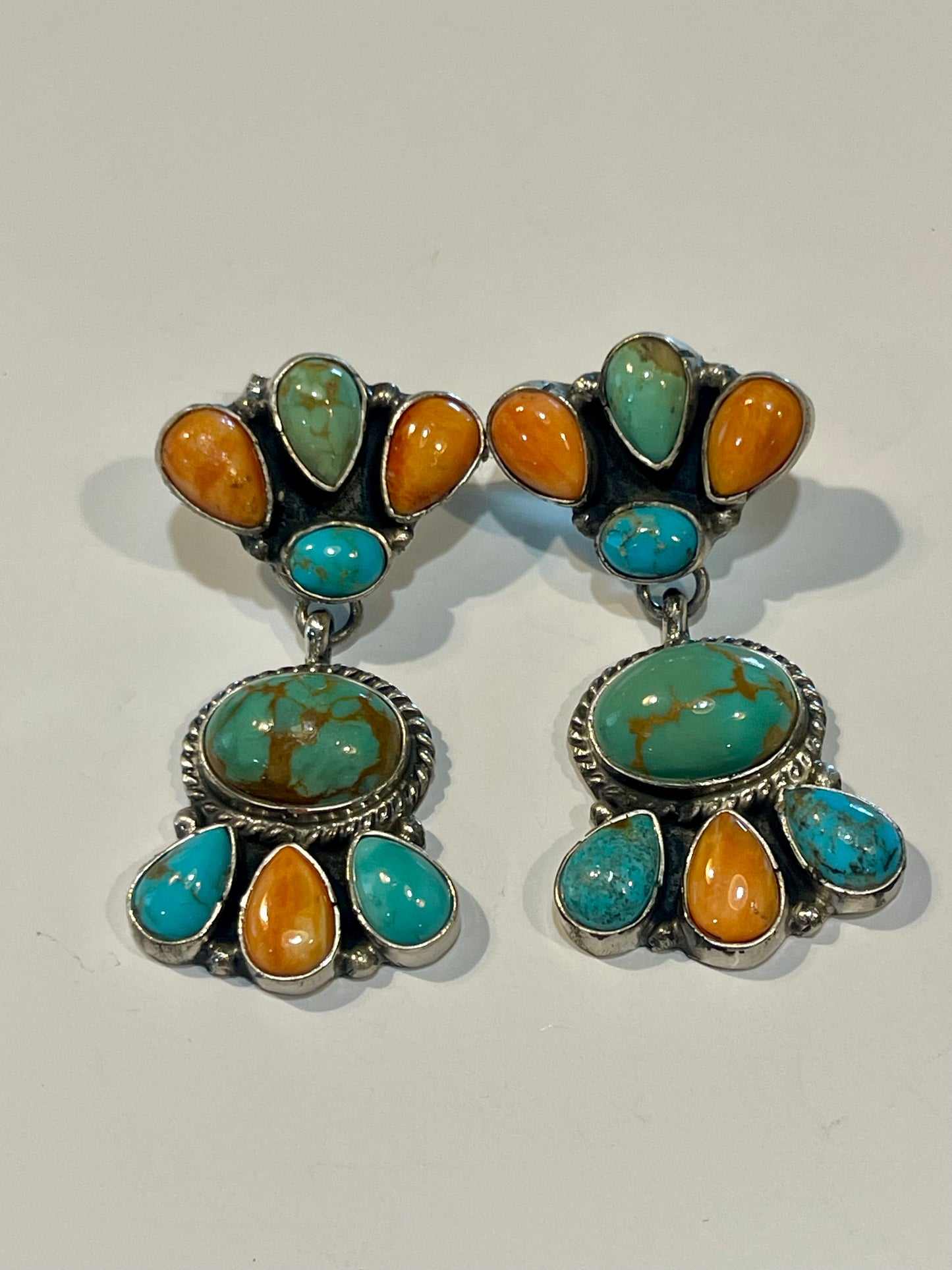 Turquoise & Spiny Oyster Earrings