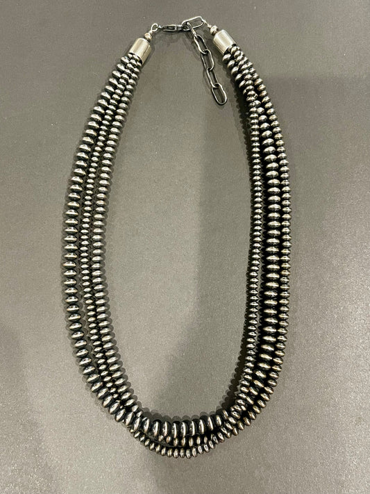 20” Saucer Triple Strand Pearls “Navajo Style”