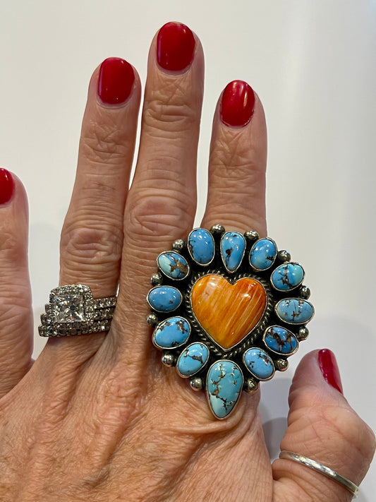 Golden Hills & Spiny Heart Cluster Ring