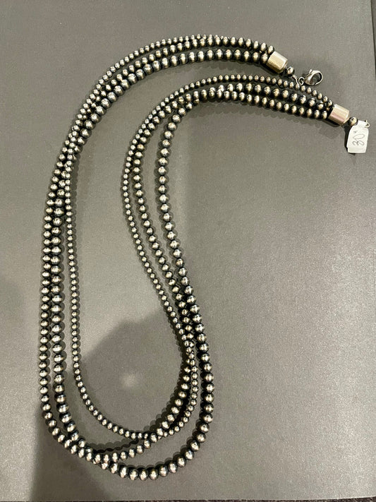 30” Triple Strand Pearls “Navajo Style”