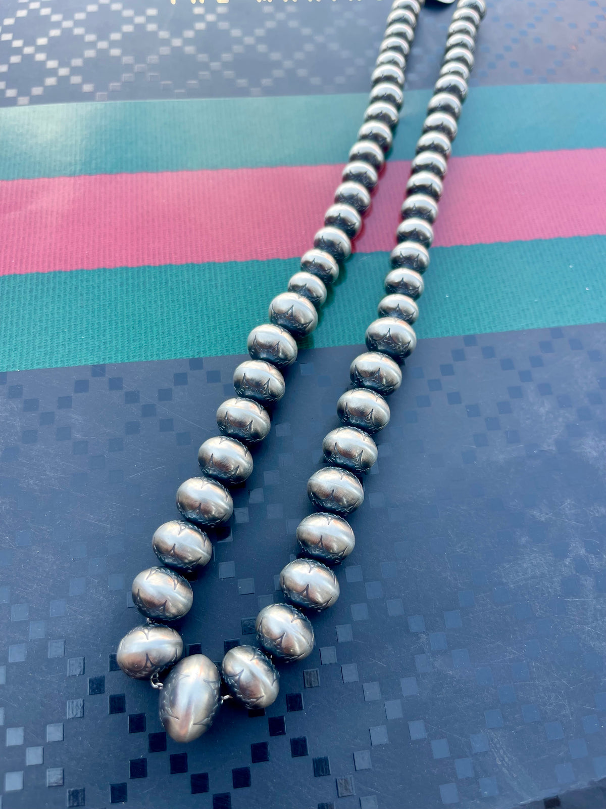 18” Graduated Handmade / Hand Stamped Pearls