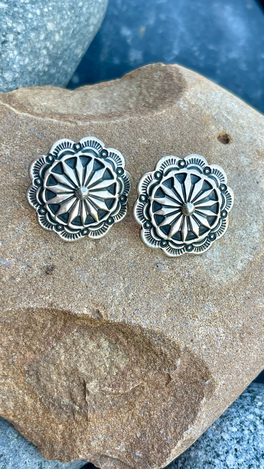 Handmade Hand Stamped Concho Earrings