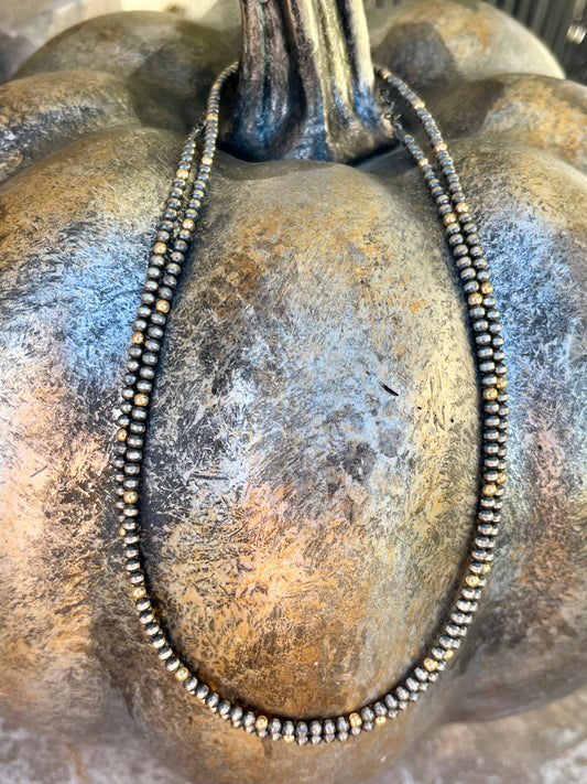 16” 3mm pearl & gold filled pearls