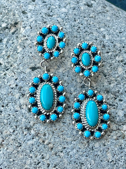 Double Cluster Turquoise Earrings