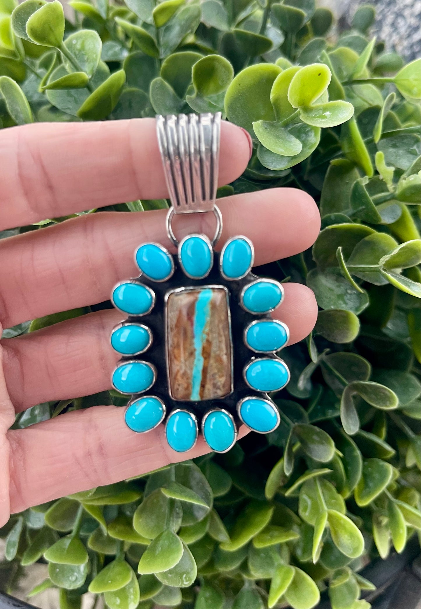 Sleeping Beauty & Boulder Cluster Pendant