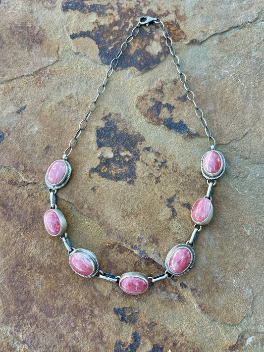 Pink Rhodochrosite Choker Necklace