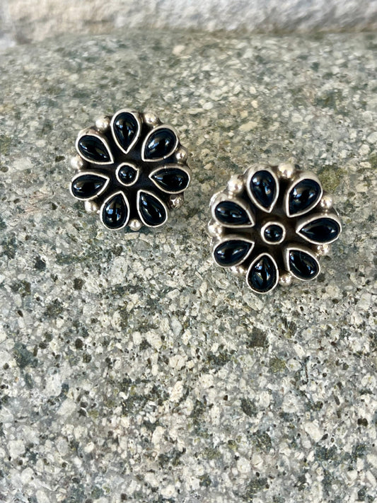 Black Onyx Cluster Earrings