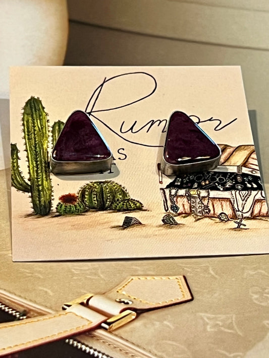 Purple Spiny Triangle Earrings