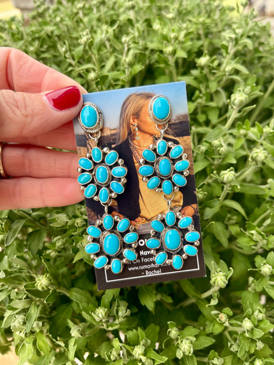 Sleeping Beauty Double Cluster Earrings