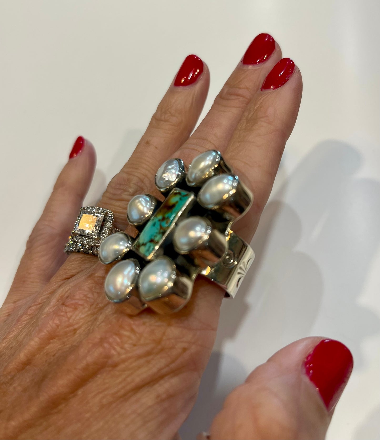 Pearl & Turquoise Federico Cluster Ring