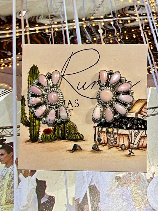 Pink Conch Half Cluster Earrings