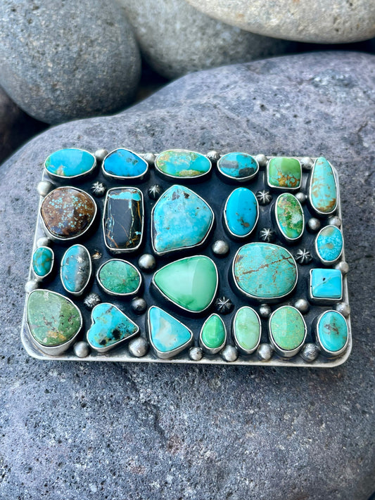 Multi Stone Square Buckle