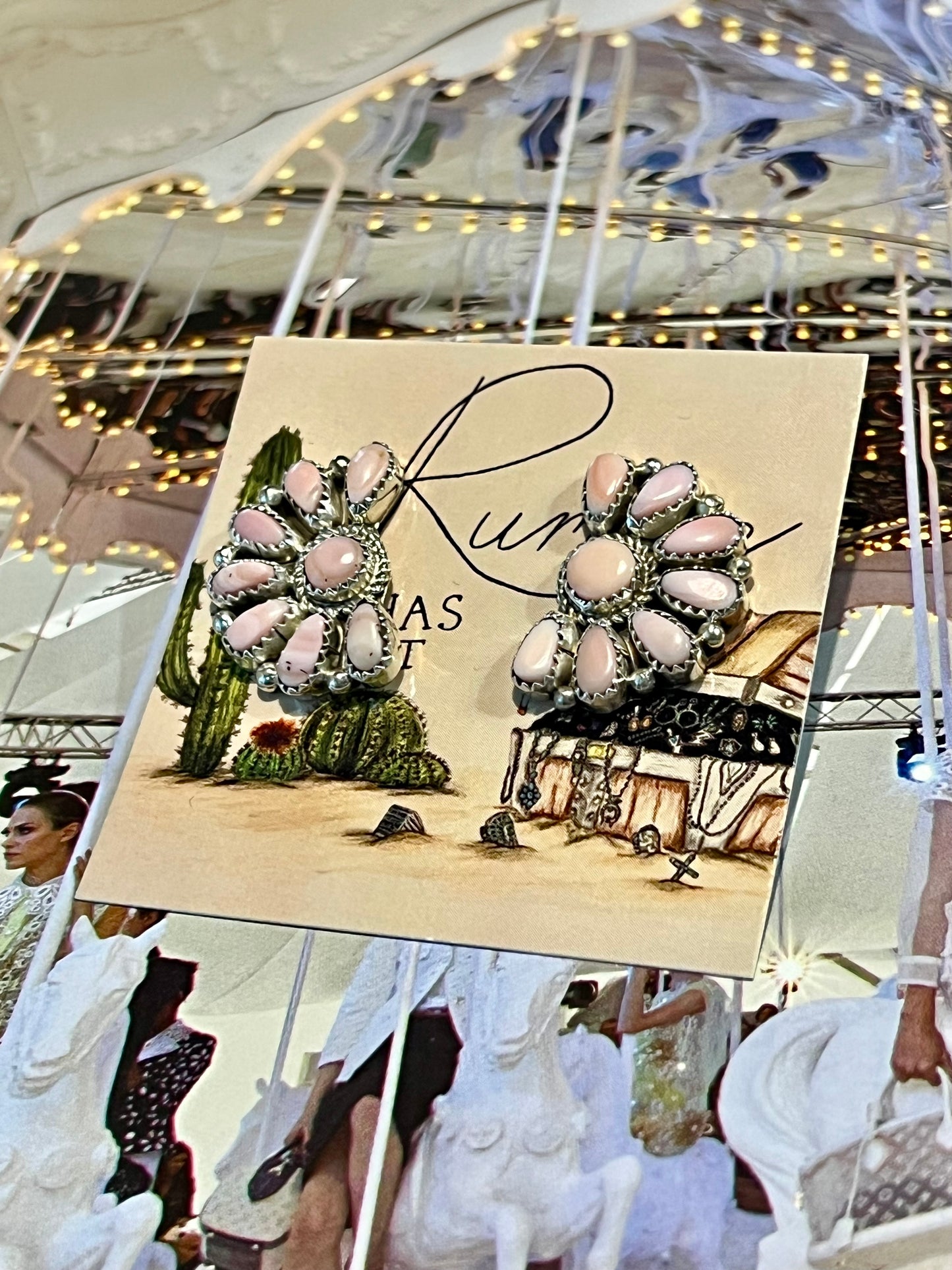 Pink Conch Half Cluster Earrings