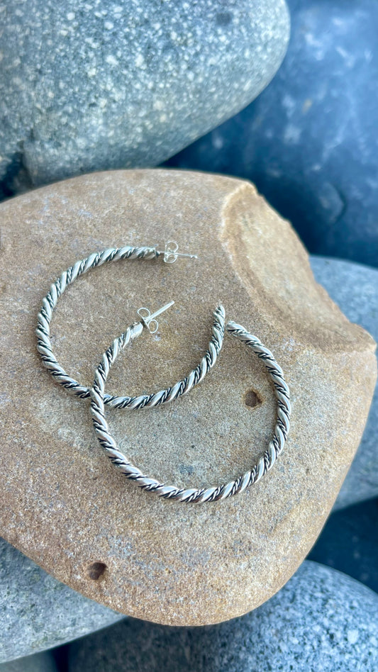Sliver Twist Hoops