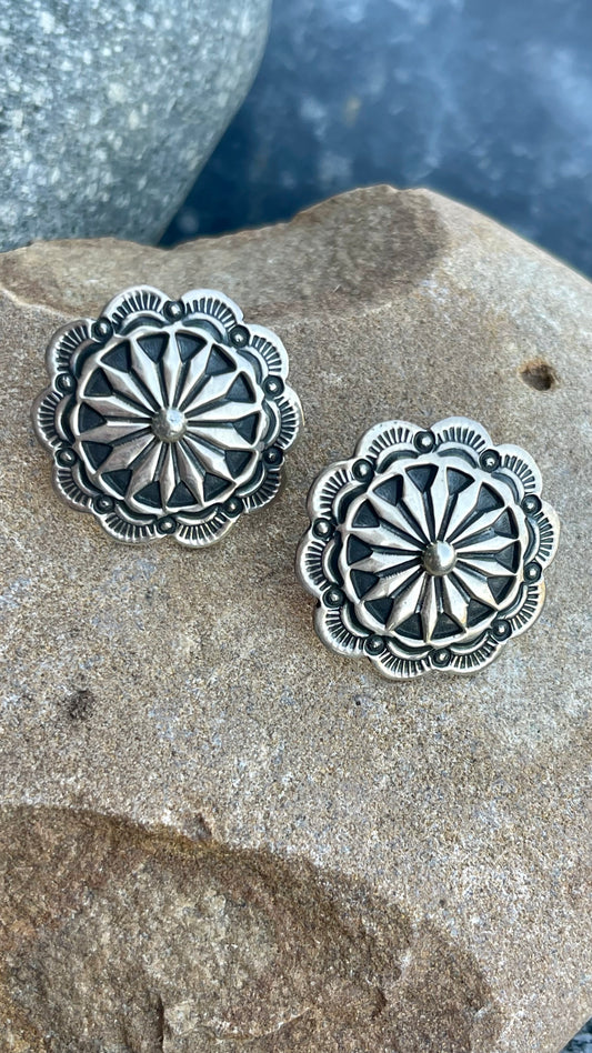 Handmade Hand Stamped Concho Earrings