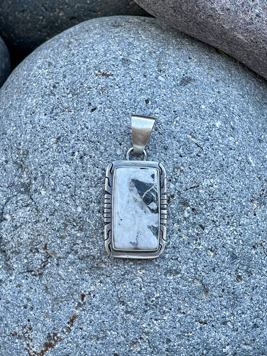 White Buffalo Square Pendant