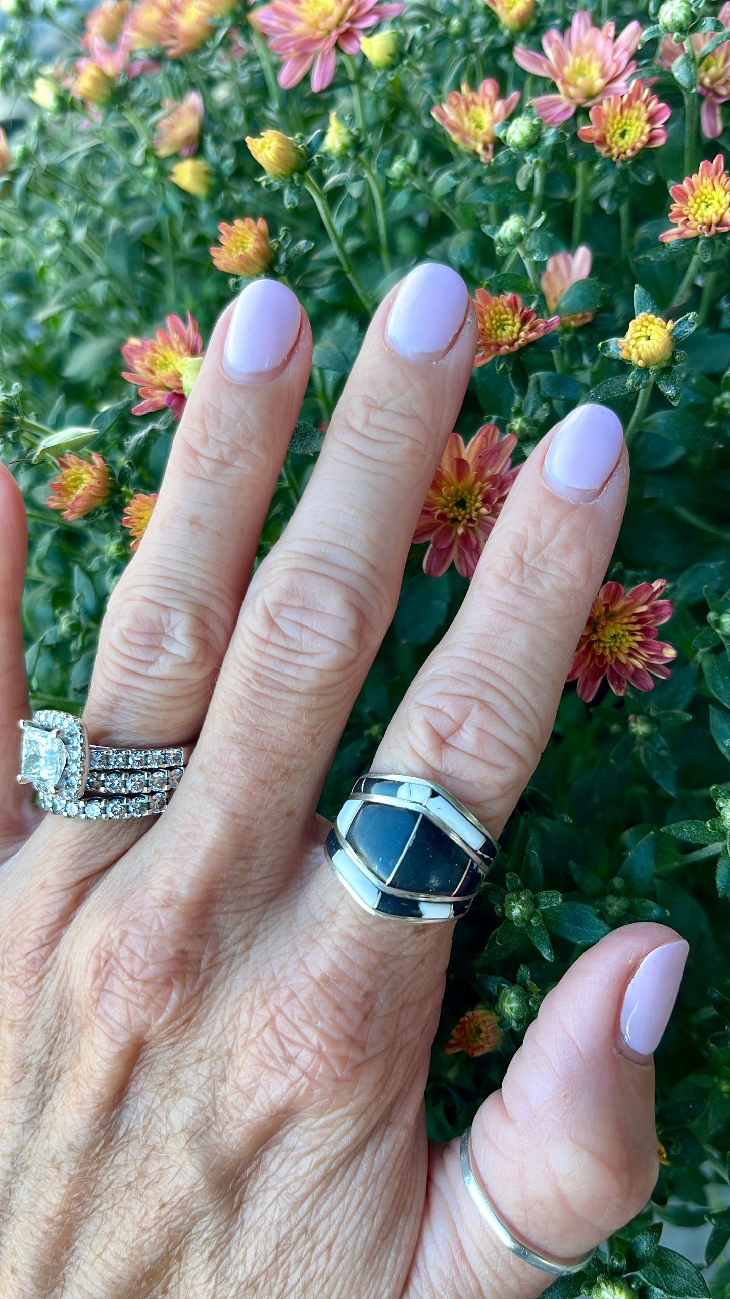 White Buffalo Inlay Ring