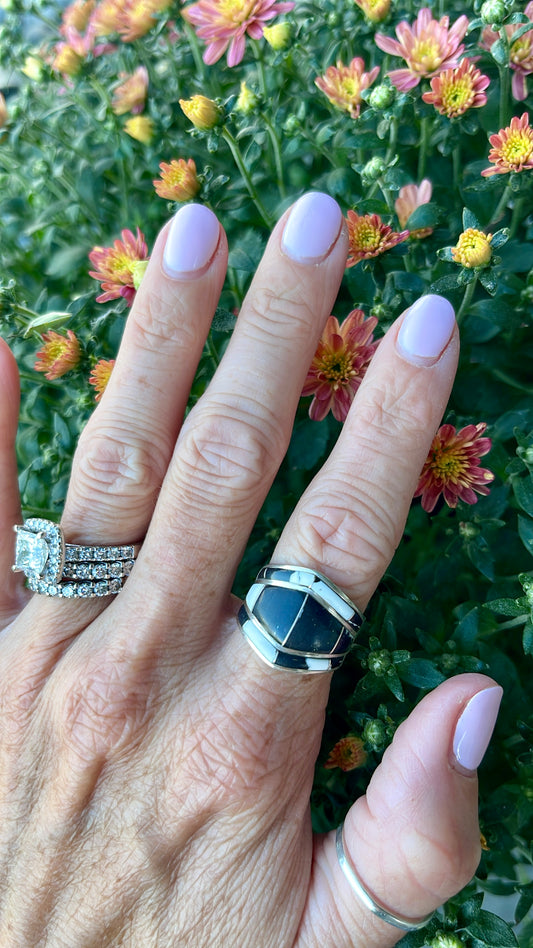 White Buffalo Inlay Ring