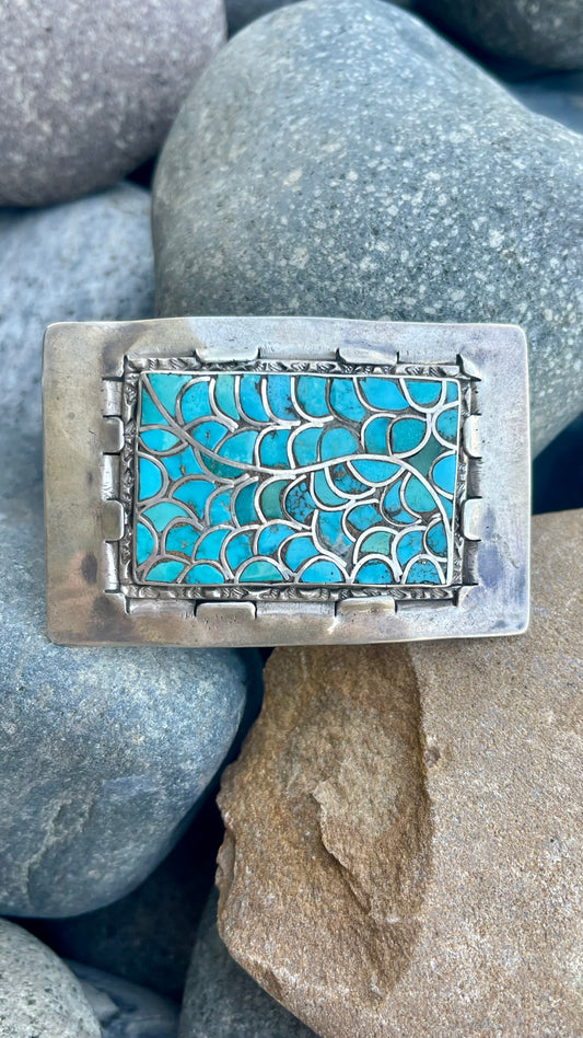 Vintage Zuni Turquoise Inlay Buckle